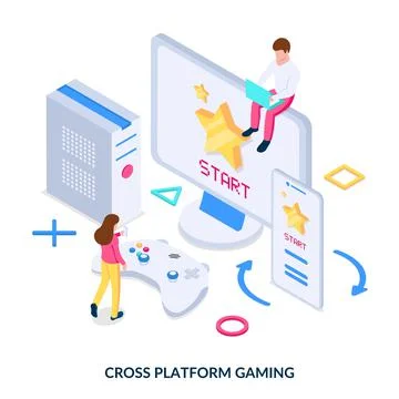 Cross platform gaming. Concept.  Stock Illustration