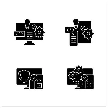 Cross platform glyph icons set Stockillustratie