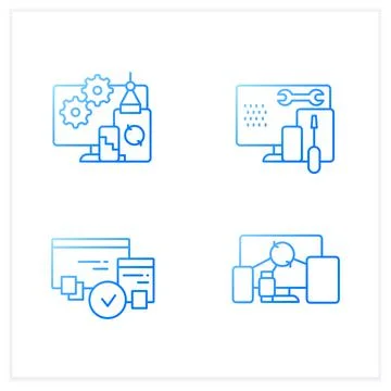 Cross platform gradient icons set Stock Illustration
