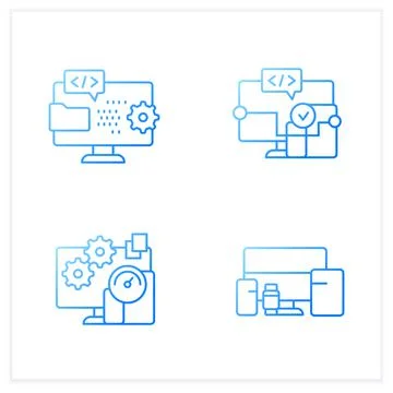 Cross platform gradient icons set Stock Illustration