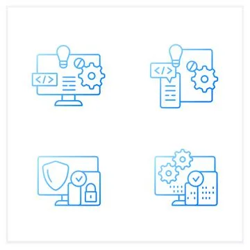 Cross platform gradient icons set 库存插图