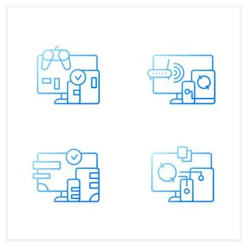 Cross platform gradient icons set Illustrazione stock