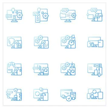 Cross platform gradient icons set Illustrazione stock