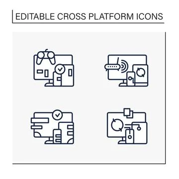 Cross platform line icons set イラスト素材