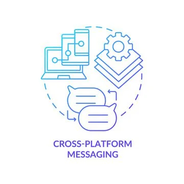 Cross platform messaging blue gradient concept icon Stock Illustration