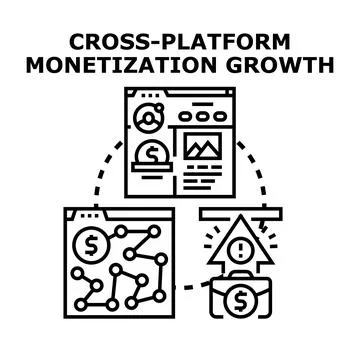 Cross platform monetization growth increasing digital revenue 스톡 일러스트