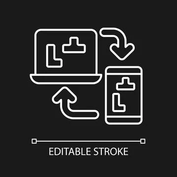Cross platform online games white linear icon for dark theme イラスト素材