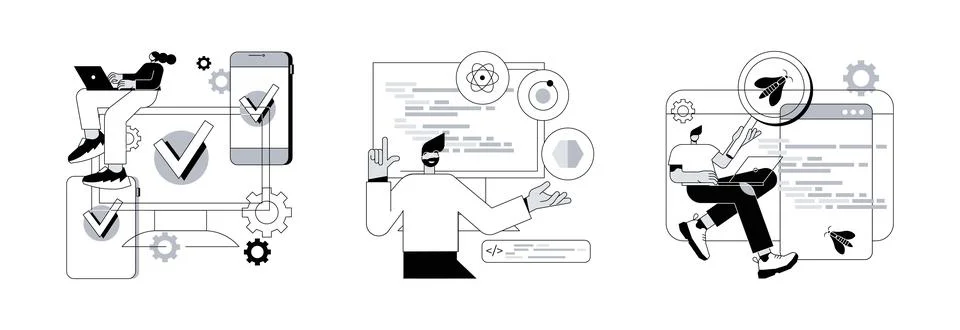 Cross-platform operating system abstract concept vector illustrations. Stock Illustration