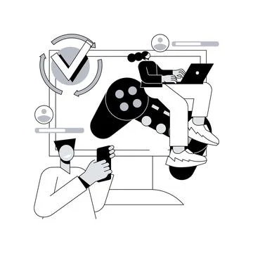 Cross-platform play abstract concept vector illustration. Illustrazione stock