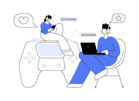 Cross-platform play abstract concept vector illustration. Illustrazione stock