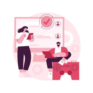 Cross-platform play abstract concept vector illustration. Stock Illustration