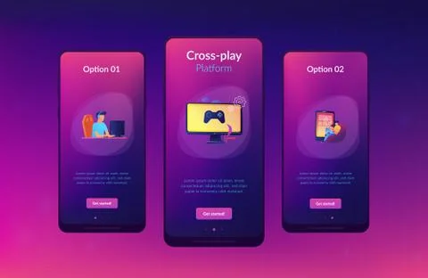 Cross-platform play app interface template. Stock Illustration