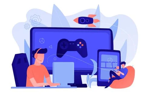 Cross-platform play concept vector illustration. Stock-Illustration