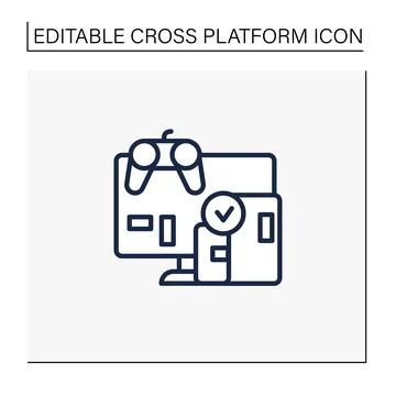 Cross platform play line icon 스톡 일러스트