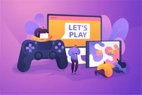 Cross-platform play vector illustration. Illustrazione stock