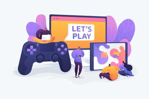 Cross-platform play vector illustration. Illustrazione stock