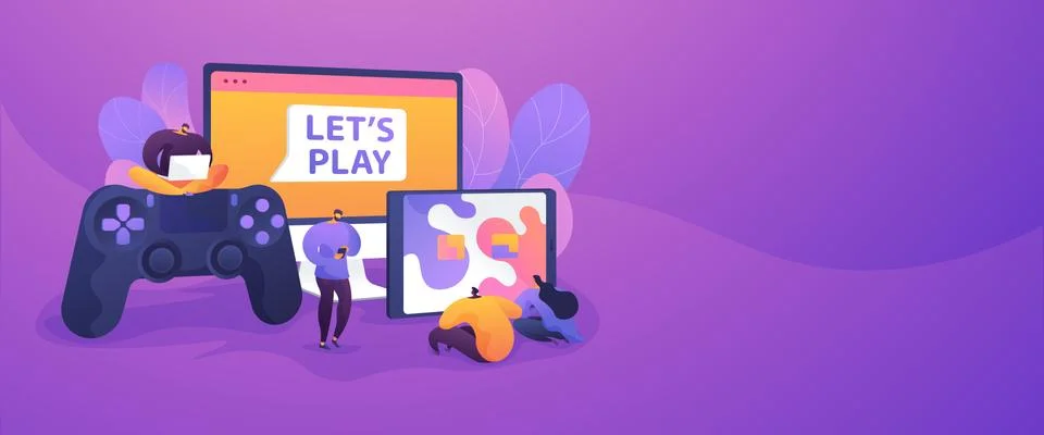 Cross-platform play web banner concept. Stock Illustration