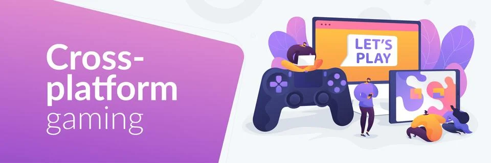 Cross-platform play web banner concept. Stock Illustration