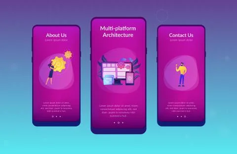 Cross-platform programming app interface template. 스톡 일러스트
