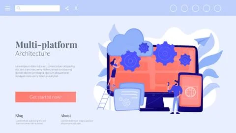 Cross-platform programming concept landing page. Stock Illustration