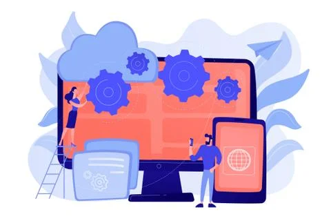 Cross-platform programming concept vector illustration. Stock Illustration