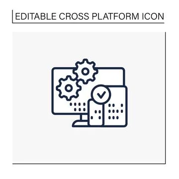 Cross platform programming line icon Stock Illustration