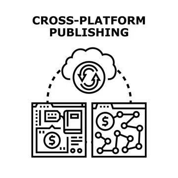 Cross platform publishing concept with digital content distribution イラスト素材