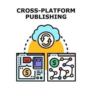 Cross platform publishing concept with digital content distribution Stock Illustration