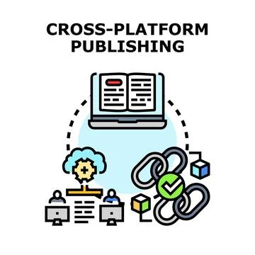 Cross platform publishing distributing digital content and information Illustrazione stock