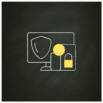 Cross platform security chalk icon Stock Illustration