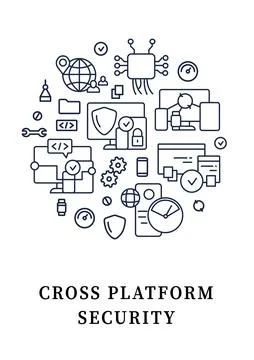 Cross platform security circle poster 库存插图