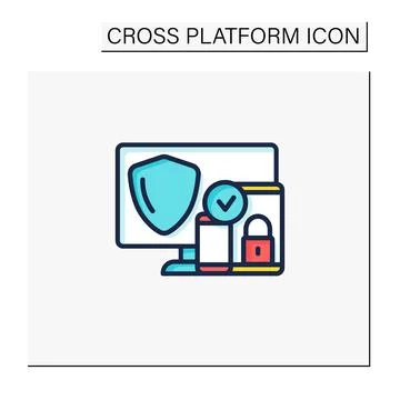 Cross platform security color icon イラスト素材