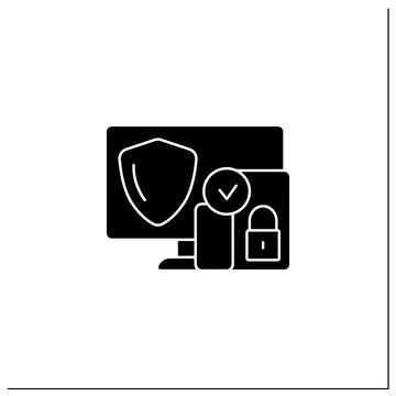 Cross platform security glyph icon Illustrazione stock