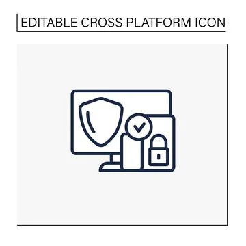 Cross platform security line icon 库存插图