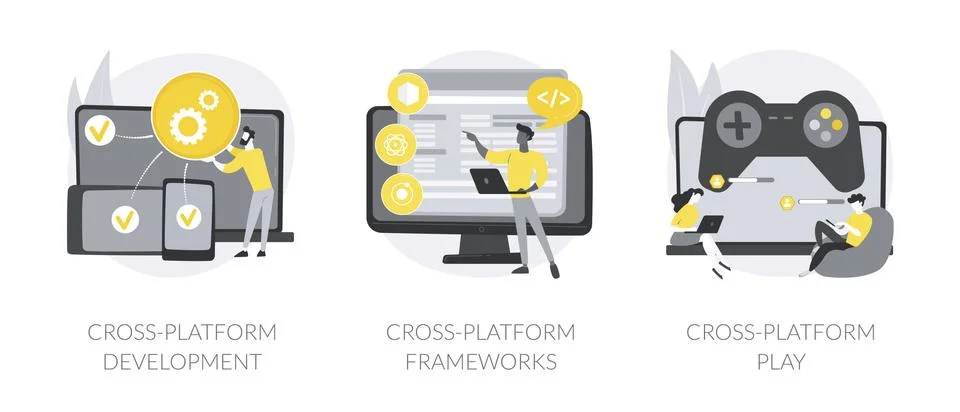 Cross-platform software abstract concept vector illustrations. 스톡 일러스트