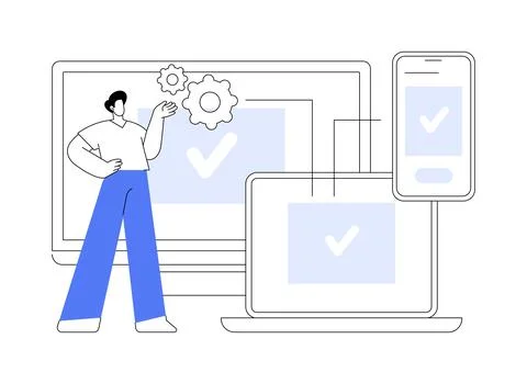 Cross-platform software abstract concept vector illustration. Illustrazione stock