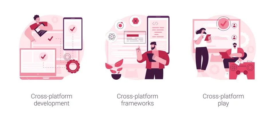 Cross-platform software abstract concept vector illustrations. Stock Illustration