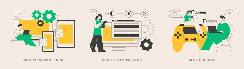 Cross-platform software abstract concept vector illustrations. Stock Illustration