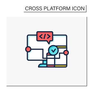 Cross platform software color icon 스톡 일러스트