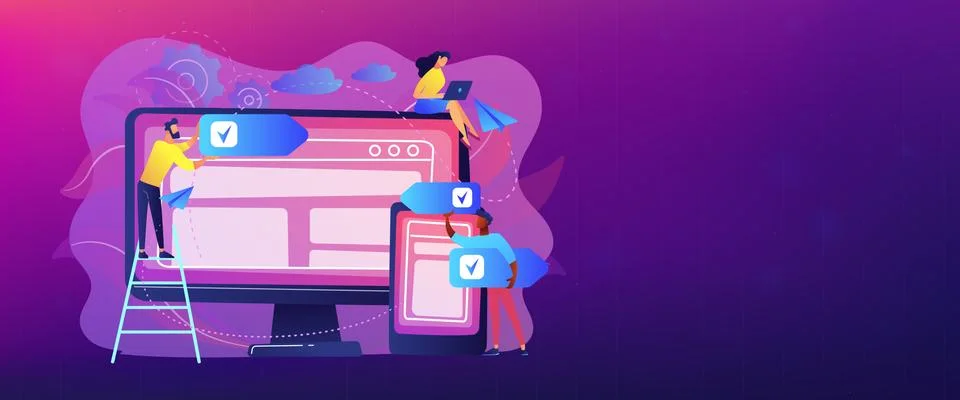 Cross-platform software concept banner header. Stockillustratie