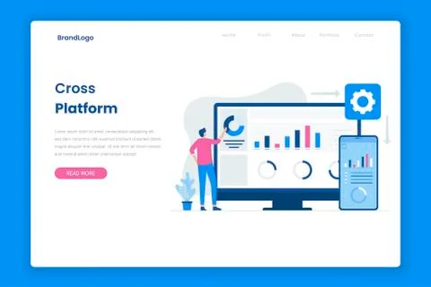Cross platform software concept landing page 스톡 일러스트