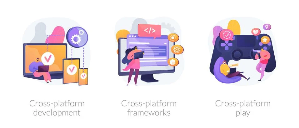 Cross-platform software environments vector concept metaphors. Stock Illustration