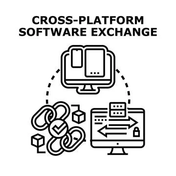 Cross platform software exchange data integration concept 库存插图