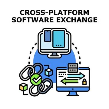 Cross platform software exchange data integration concept Ilustración de archivo