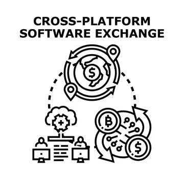 Cross platform software exchange global digital transaction concept Stock Illustration