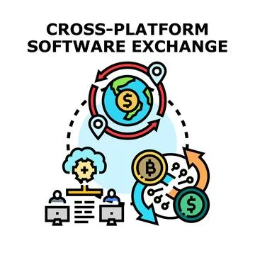 Cross platform software exchange global digital transaction concept Stock Illustration
