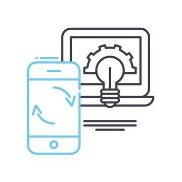 Cross platform testing line icon, outline symbol, vector illustration, concept Stockillustratie