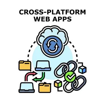 Cross platform web apps developing multidevice solutions Stock Illustration