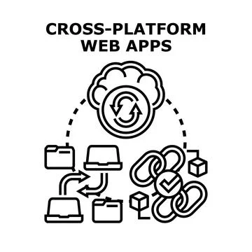 Cross platform web apps developing multidevice solutions Illustrazione stock