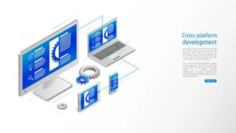 Cross platform website development Stock Illustration
